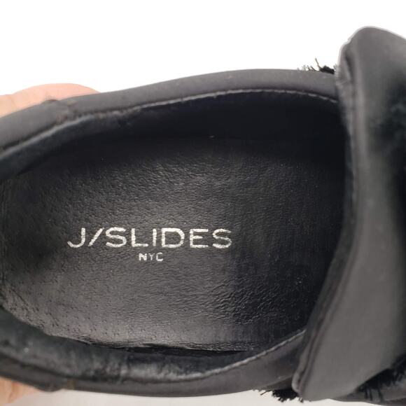 J/Slides Women's Nyc Annabelle Bow Fringe Platform Sneakers Shoes Black SZ 6 - Picture 5 of 8